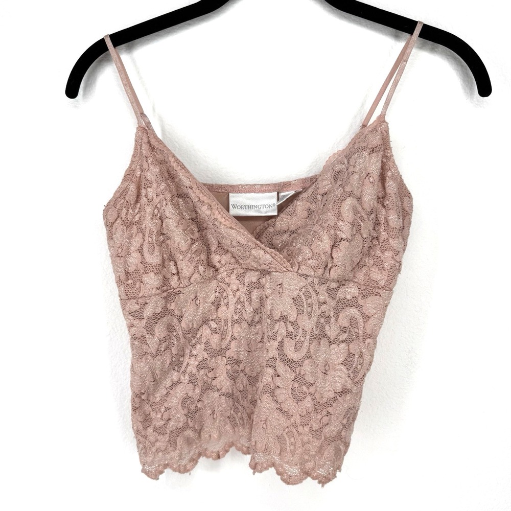 Vintage Y2K Babydoll Cami Tank Top Women XS Pink Blush Fairy Lace Coquette Fitte